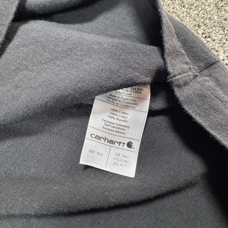 Carhartt Mens K87 Pocket T-Shirt 2XL Tall Black Loose Fit Workwear