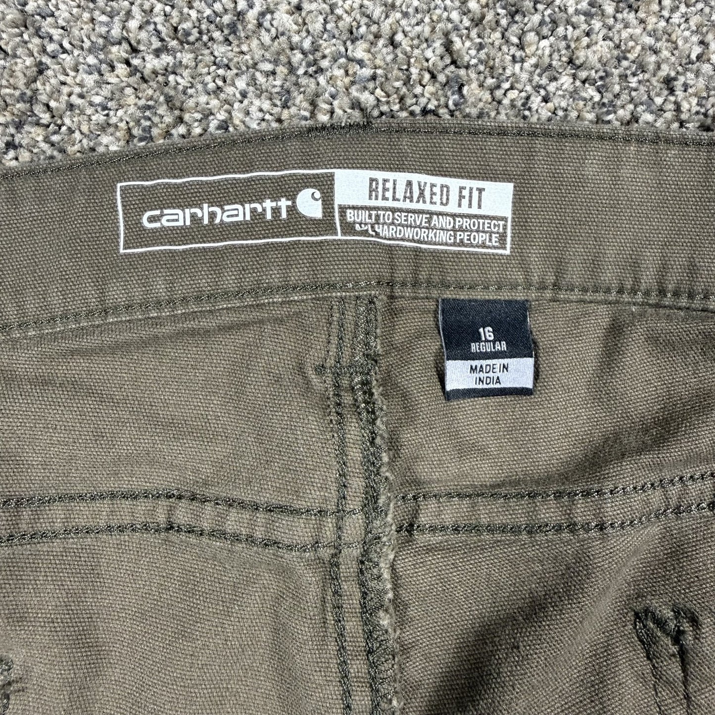 Carhartt Womens Double Knee Carpenter Pants 16 Regular Olive Green Relaxed Fit