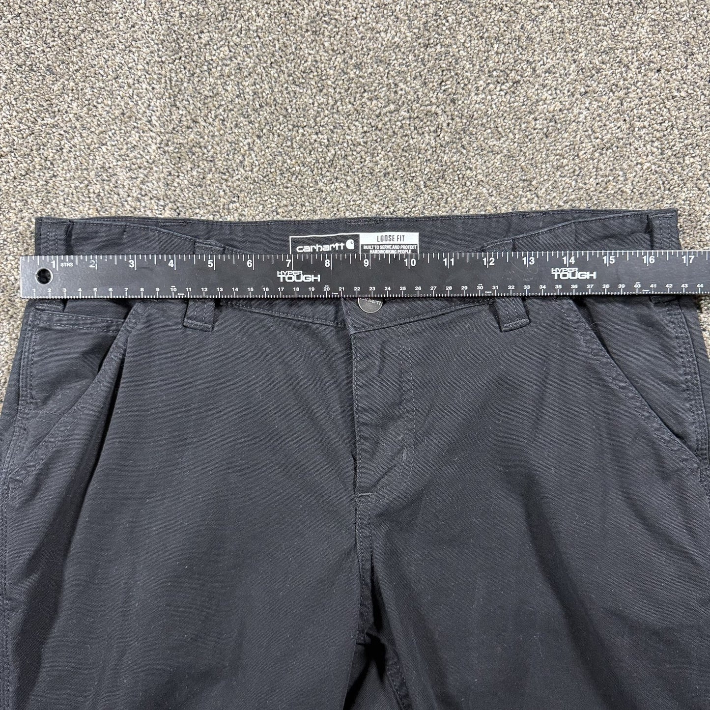 Carhartt Womens 10 Short Loose Fit Black Utility Cargo Work Pants Cotton Blend