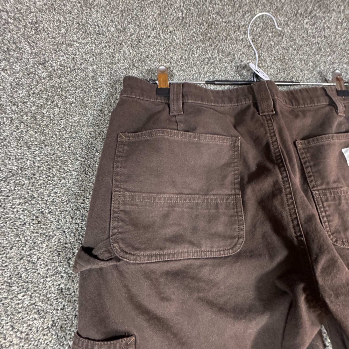 Carhartt Womens Work Pants Size 14 Short Brown Canvas Double Knee Utility