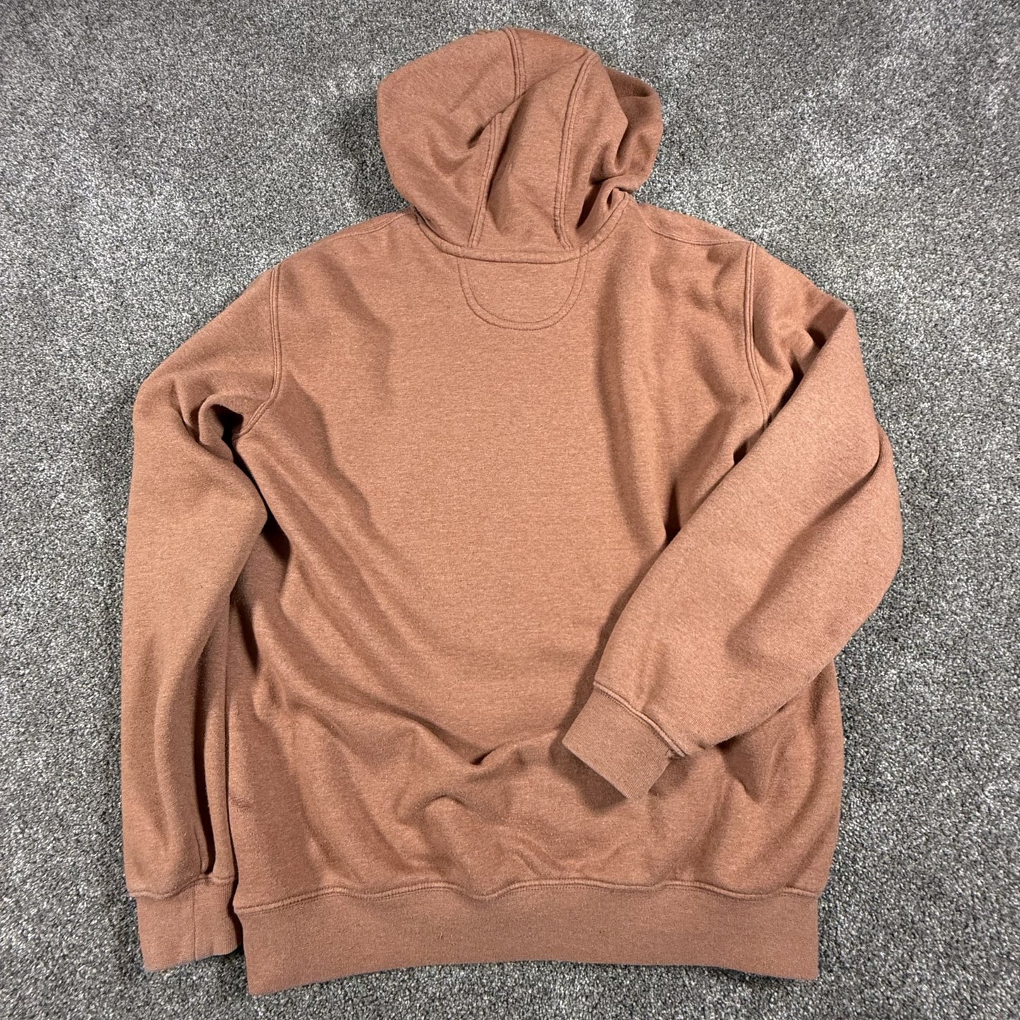 Carhartt Mens Loose Fit Hoodie Sweatshirt Size M Burnt Orange Spellout STAINS