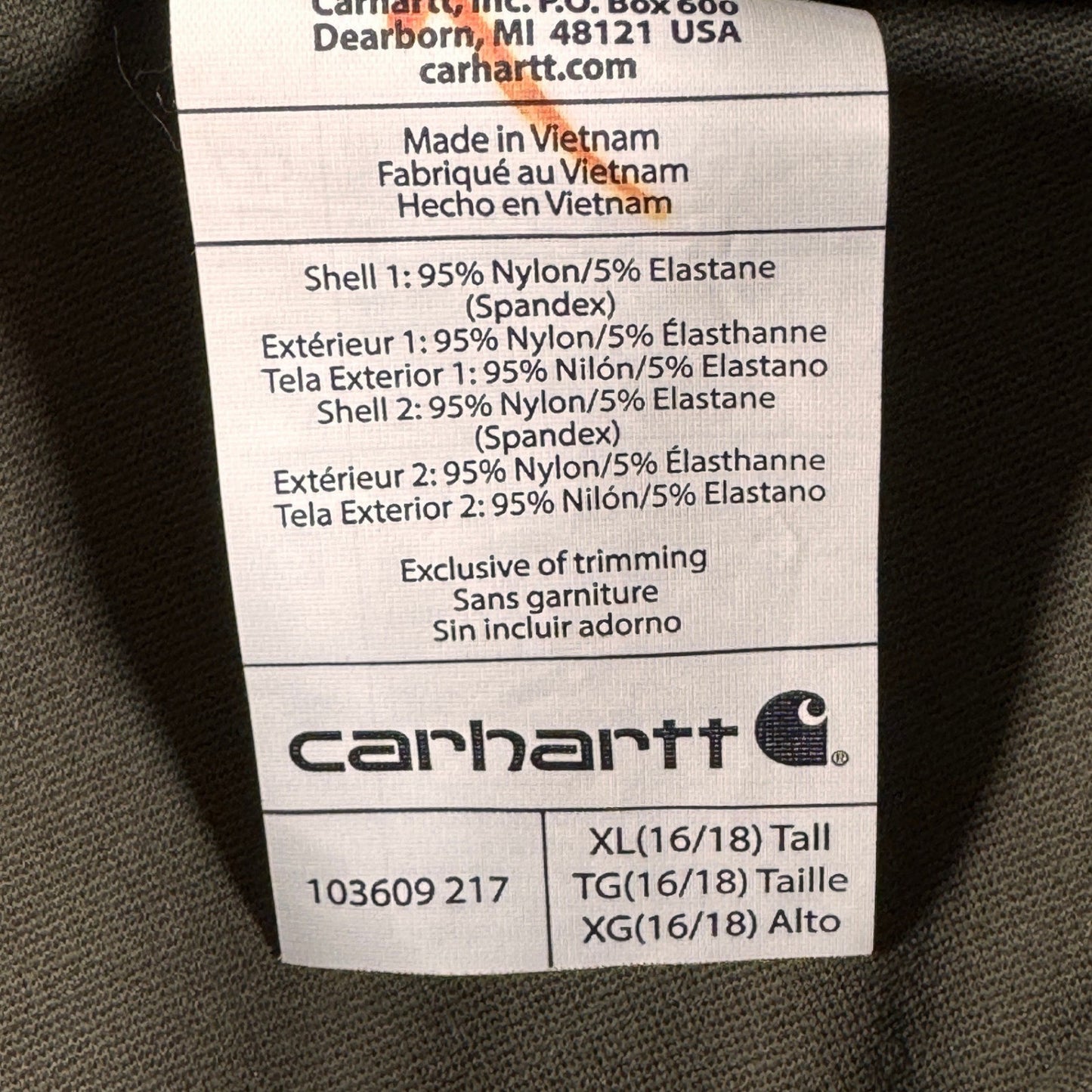 Carhartt Womens Fitted Utility Leggings Pants XL Tall Olive Green Cargo