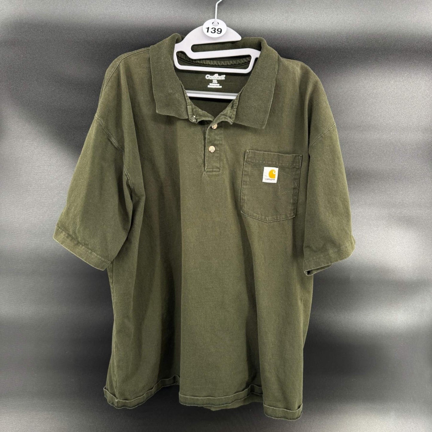 Carhartt Mens Pocket Polo Shirt K198 XL Olive Green Short Sleeve Cotton