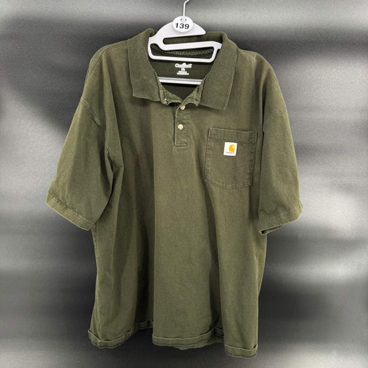 Carhartt Mens Pocket Polo Shirt K198 XL Olive Green Short Sleeve Cotton