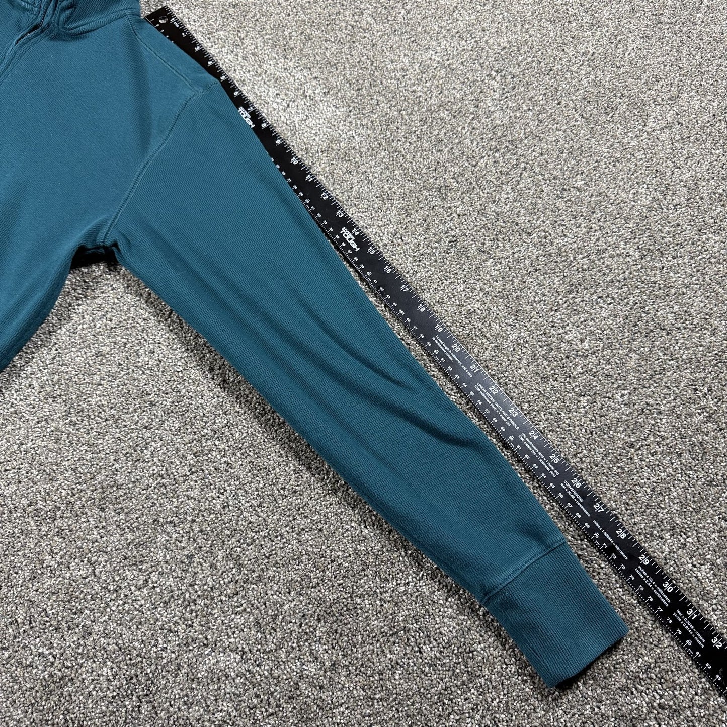 Carhartt Mens Quarter Zip Pullover S Teal Green Pocket Relaxed Fit