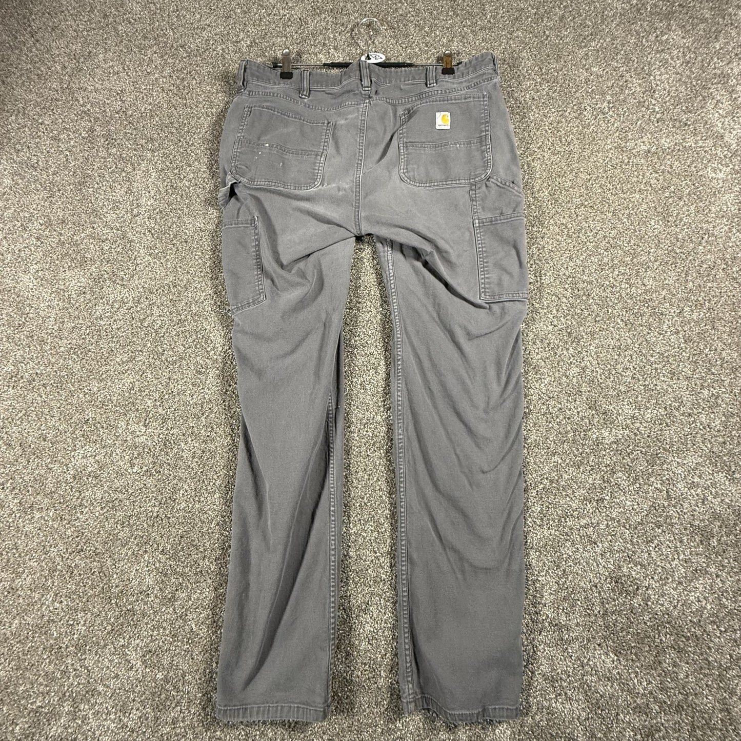 Carhartt Womens Relaxed Fit Work Pants 16 Tall Gray Stretch Cotton Stains/Snags