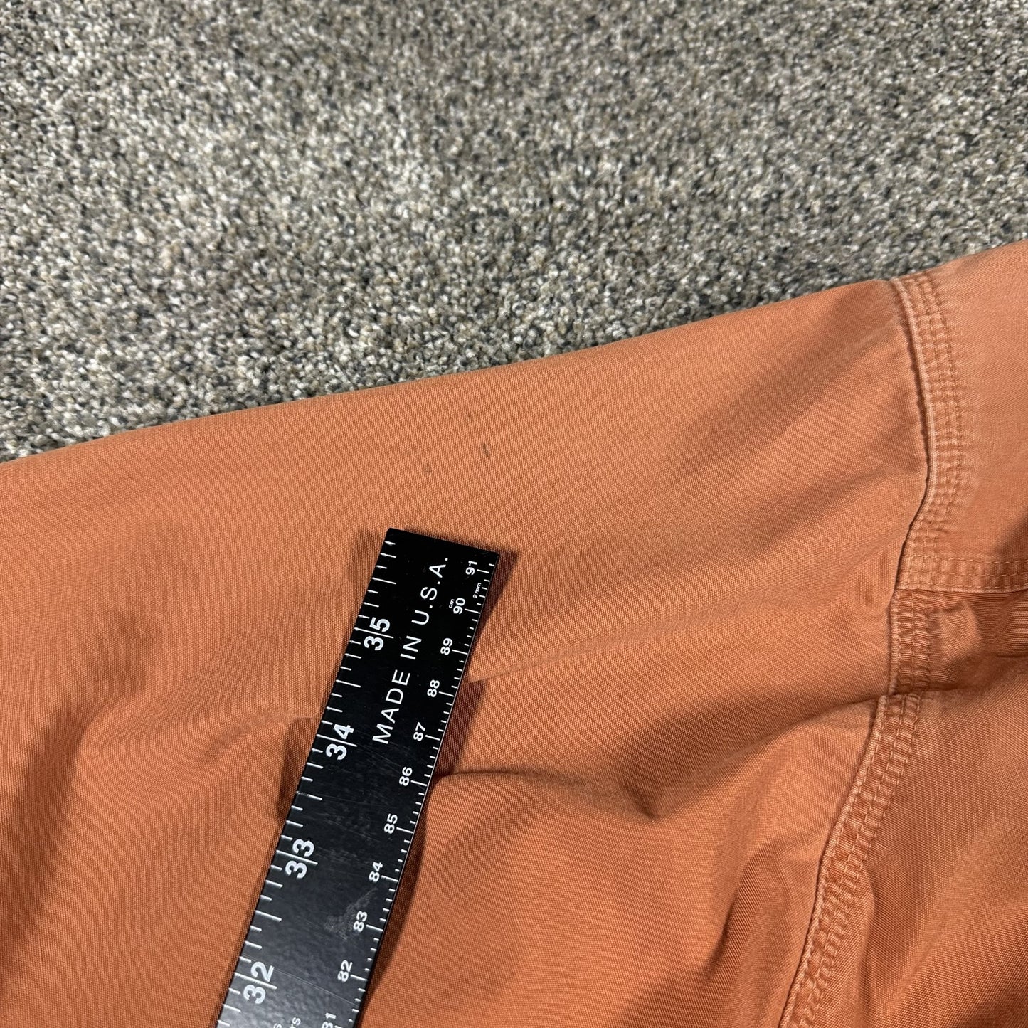 Carhartt Orange Mens Work Shirt Short Sleeve Button Up L Tall Cotton Stains