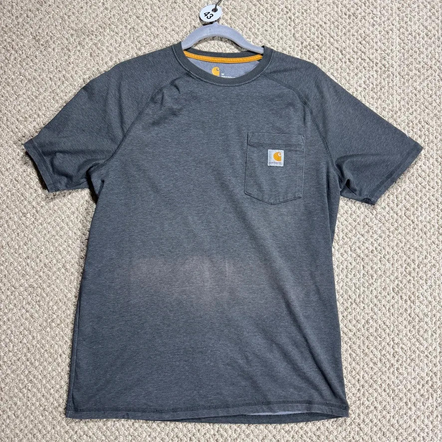 Carhartt Mens Force T-Shirt Relaxed Fit Size M Gray Short Sleeve Pocket FADED