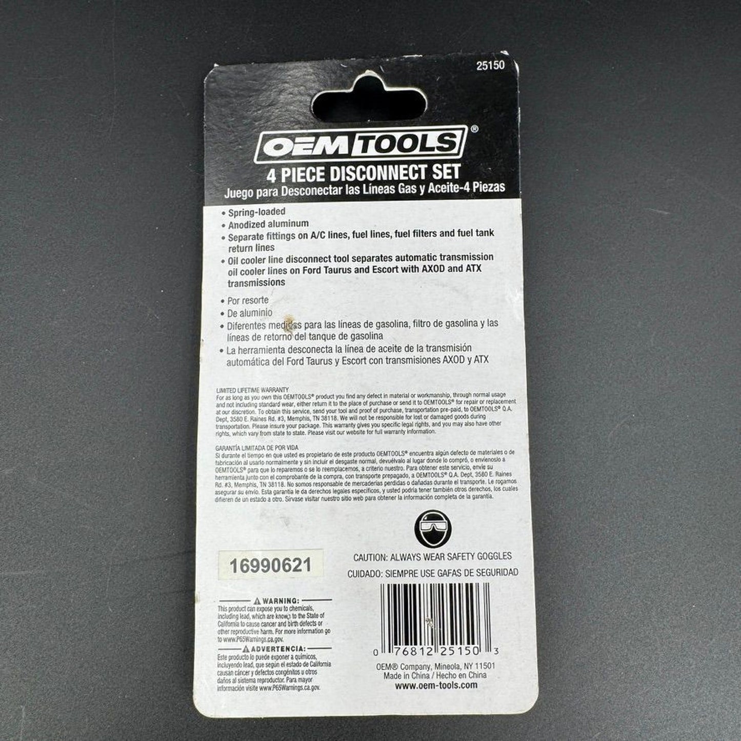 OEM TOOLS 4 Piece Spring Loaded Oil Cooler Line Disconnect Tool Set