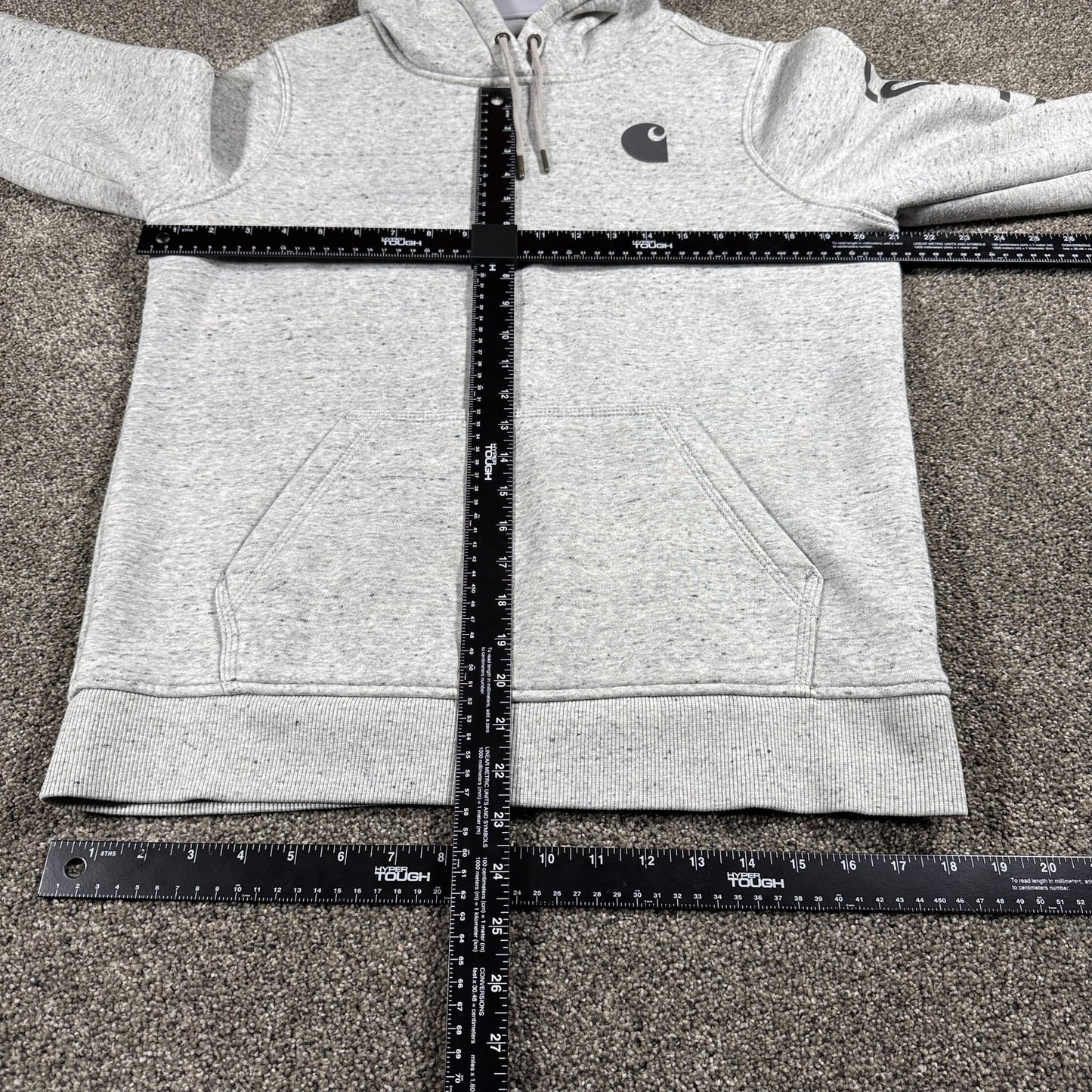 Carhartt Womens Hoodie Pullover M 8-10 Heather Gray Clarksburg Spellout