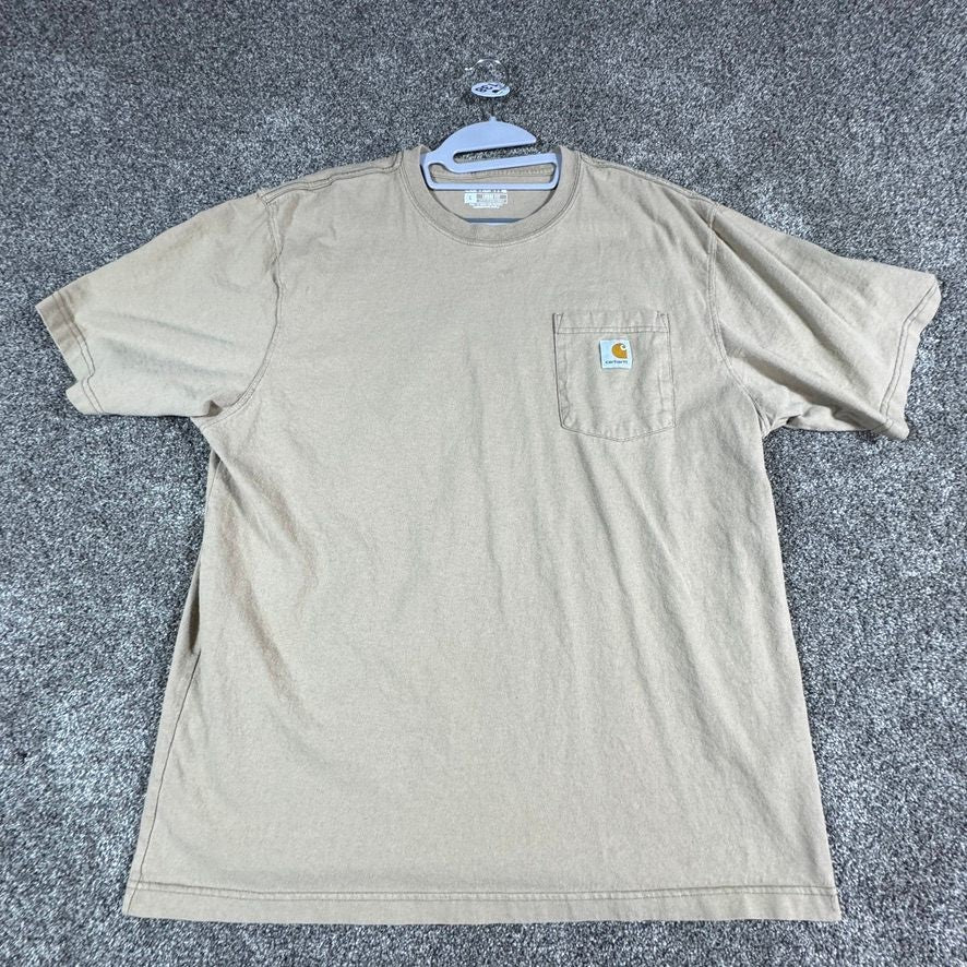 Carhartt Mens K87 Pocket T-Shirt Large Tan Loose Fit Workwear Cotton