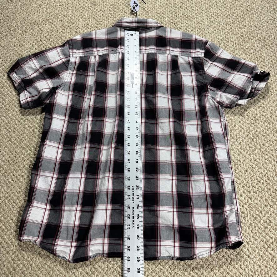 Carhartt Mens L Short Sleeve Button Up Shirt White Red Black Plaid Relaxed Fit