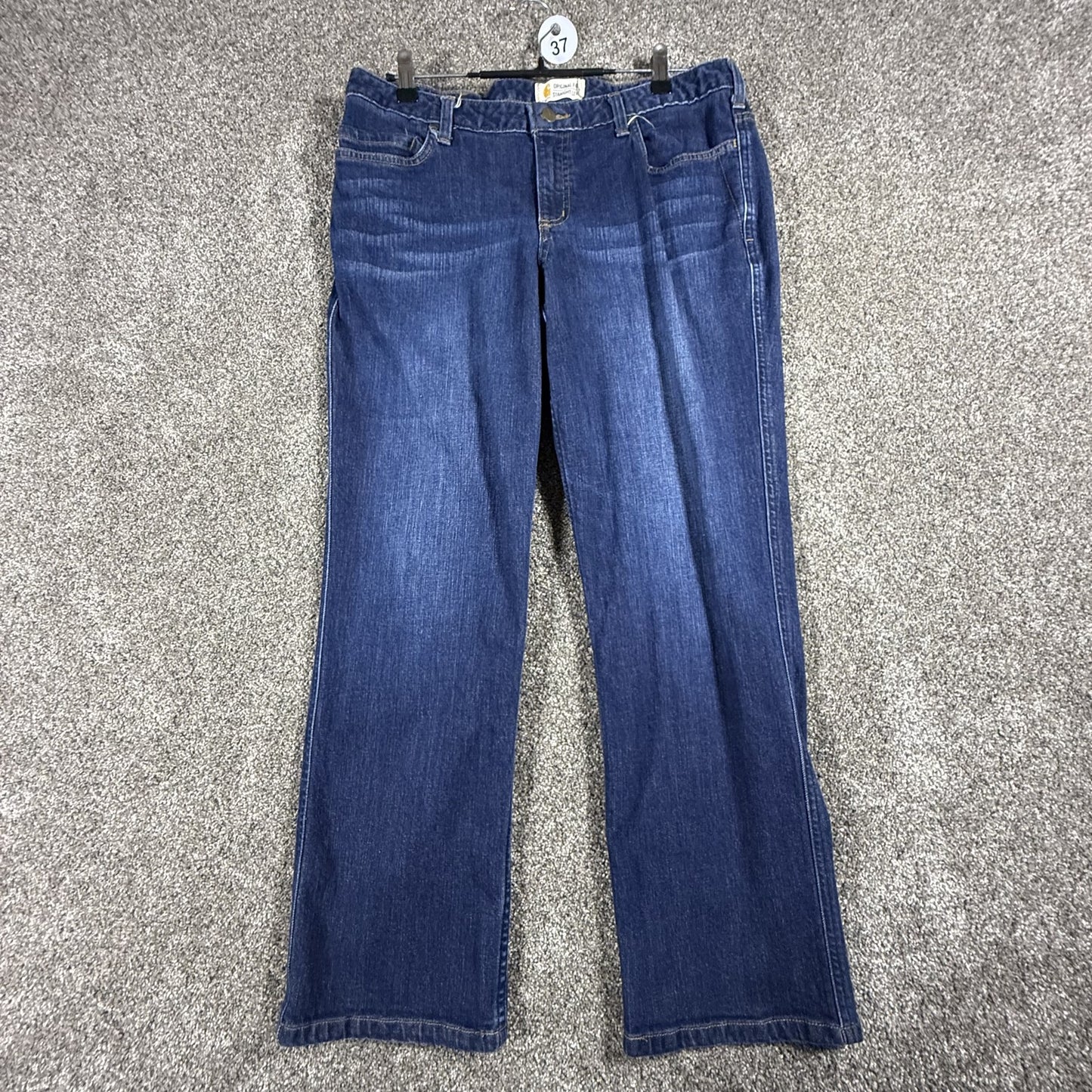 Carhartt Womens Original Fit Jeans Size 16 Short Straight Leg Dark Wash Denim