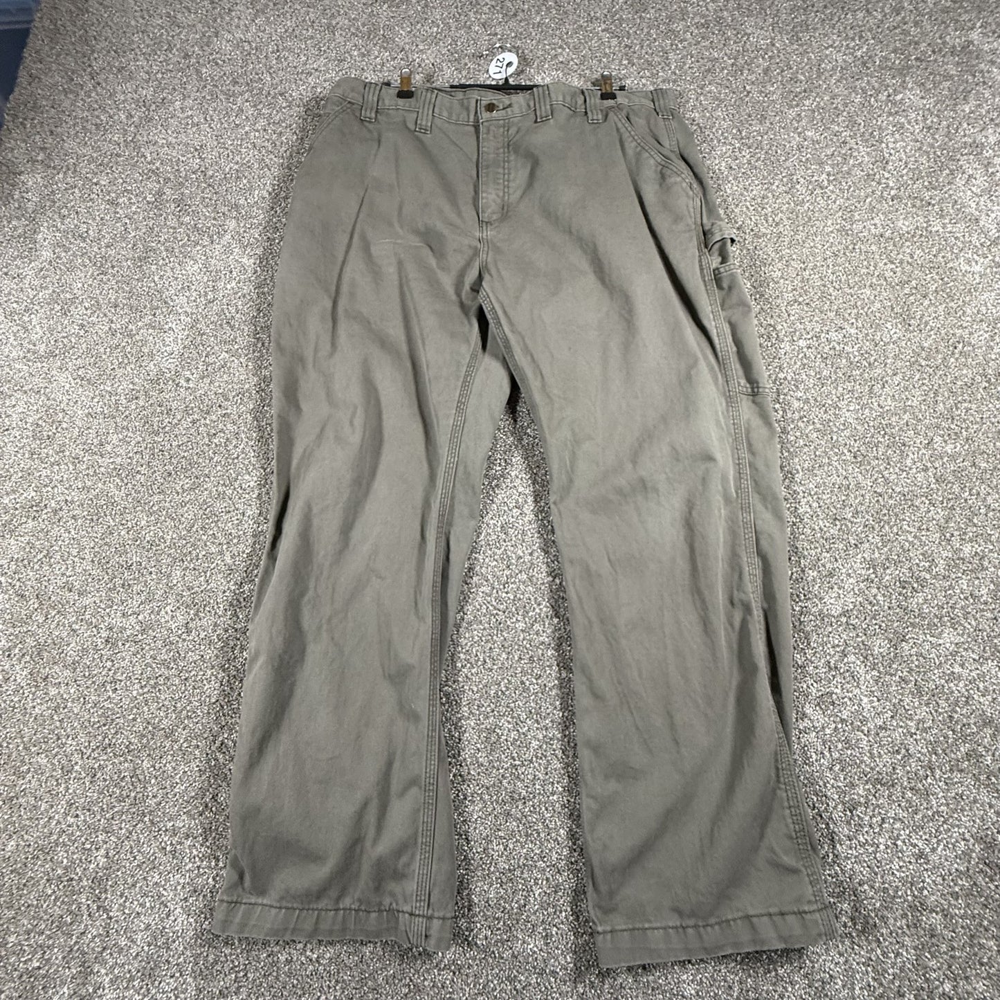 Carhartt Mens Work Pants 44x30 Relaxed Fit Green Cotton Canvas Workwear
