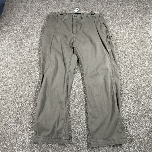 Carhartt Mens Work Pants 44x30 Relaxed Fit Green Cotton Canvas Workwear