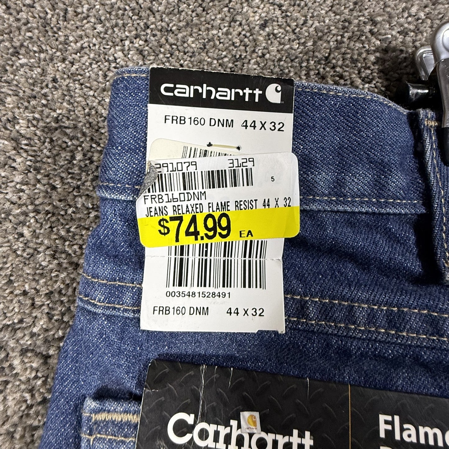 Carhartt Mens FRB160 Flame Resistant Jeans 44x32 Relaxed Fit Straight Leg Denim