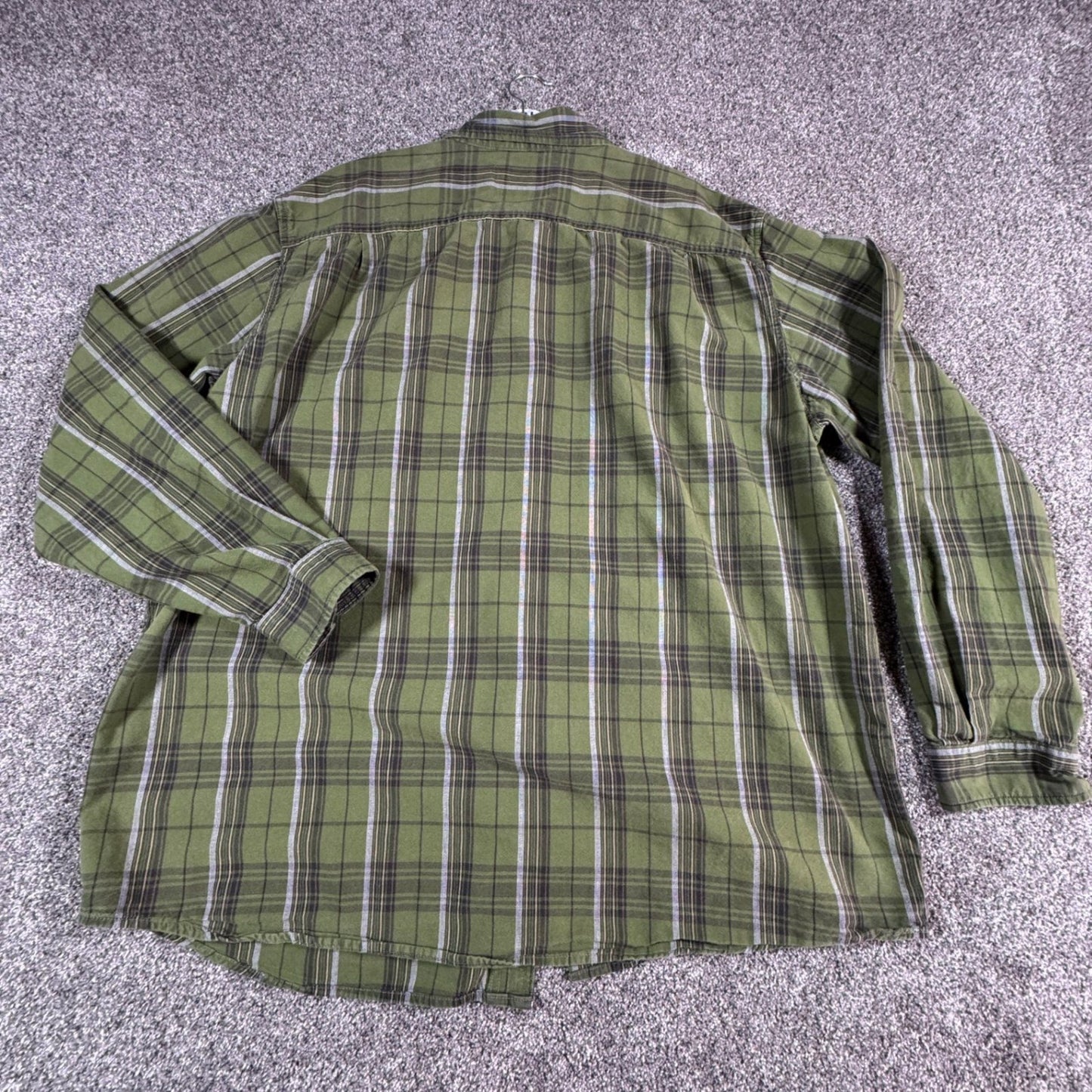 Carhartt Mens Long Sleeve Flannel Shirt 2XL Tall Green Plaid Work Loose Fit