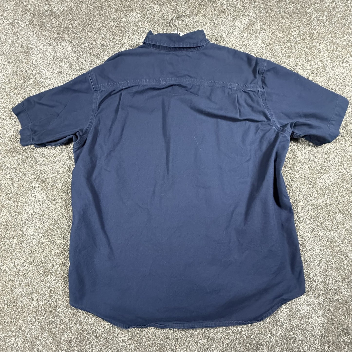Carhartt Blue Mens Short Sleeve Rugged Flex Button Up Shirt XL Navy Relaxed Fit