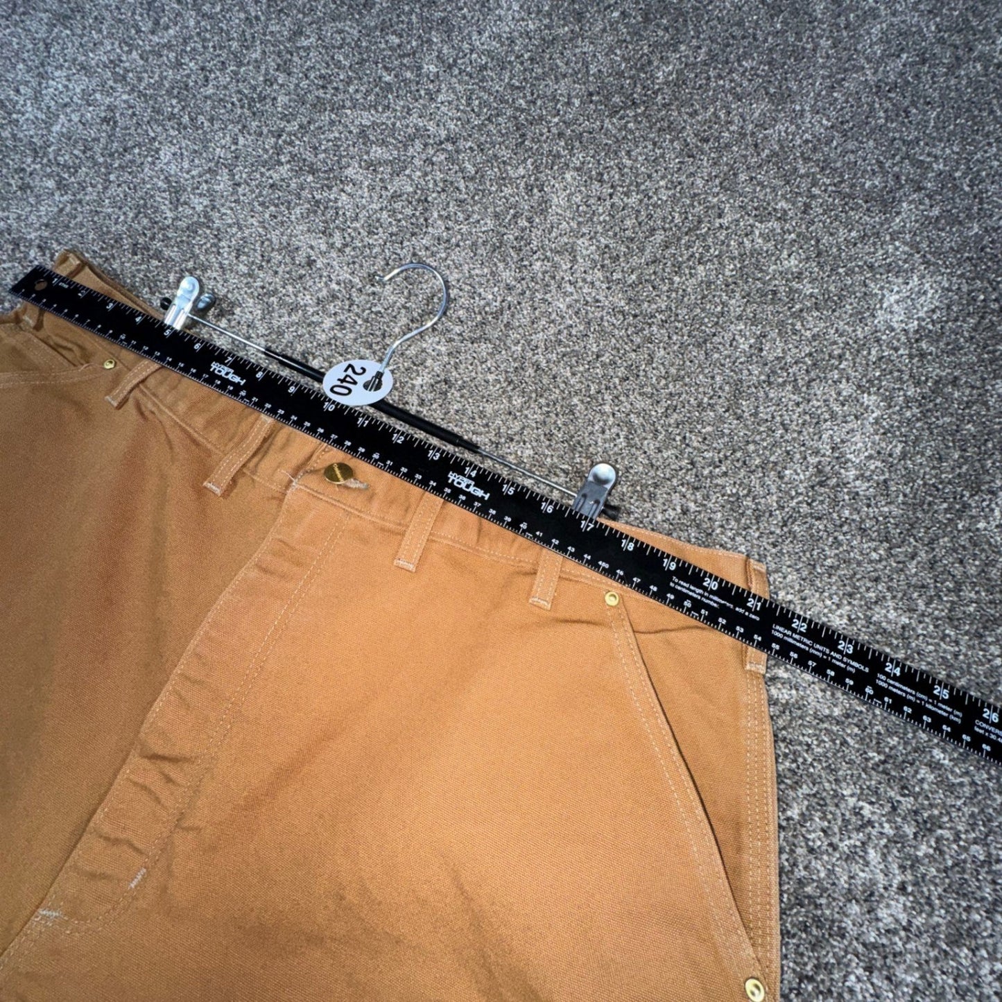Carhartt Mens B01 Double Knee Work Pants Dungaree Fit 44x34 Brown Cotton Duck