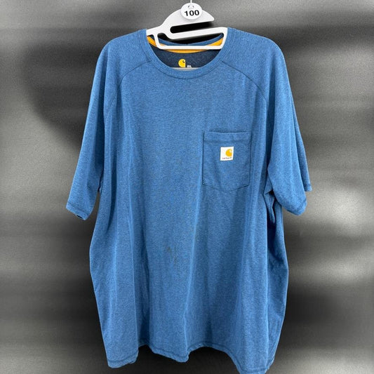 Carhartt Mens T-Shirt 2XL Blue Relaxed Fit Short Sleeve Pocket Stains On Front