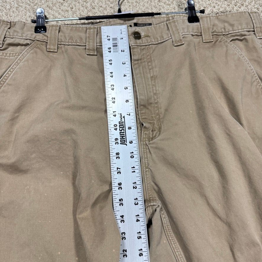 Carhartt Mens Carpenter Pants 44x32 Tan Relaxed Fit Distressed Stained