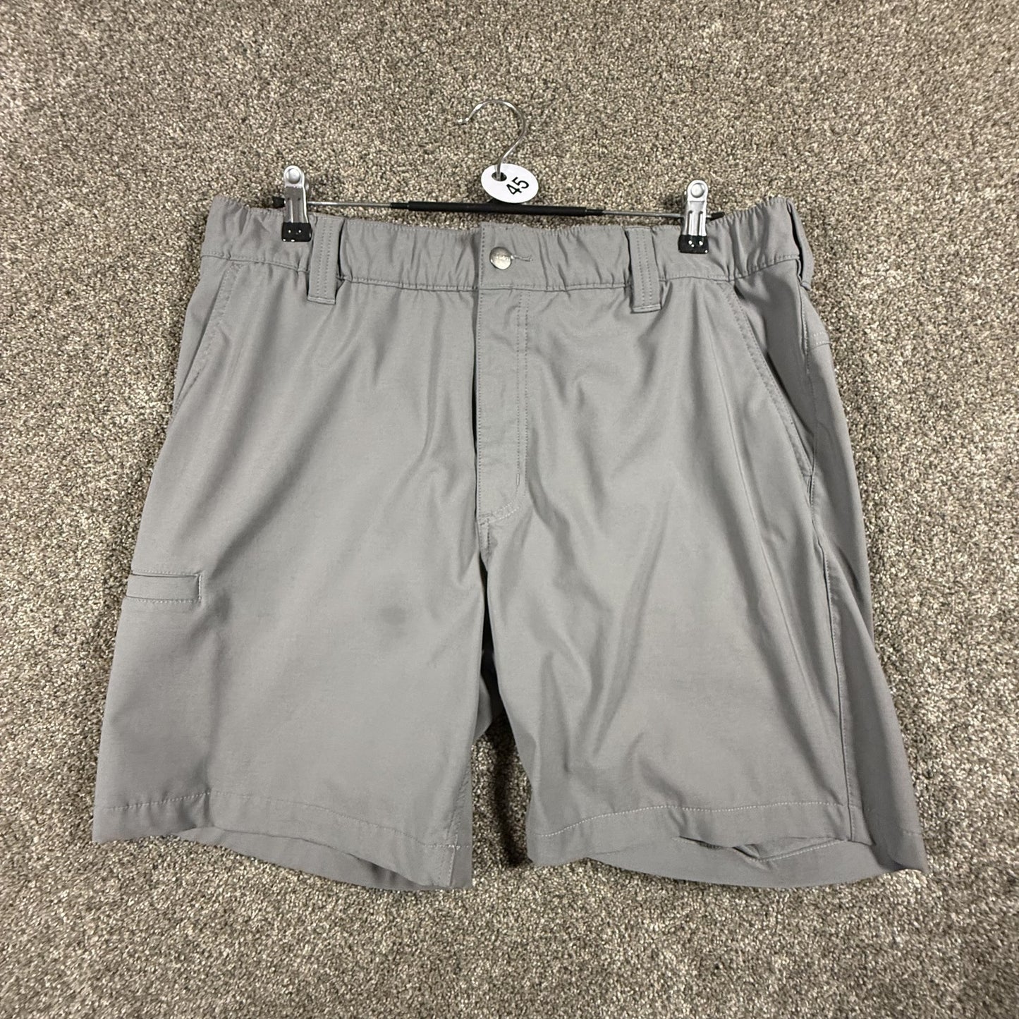 Carhartt Mens Work Shorts Size L Gray Relaxed Fit Stretch Elastic Waist Stained