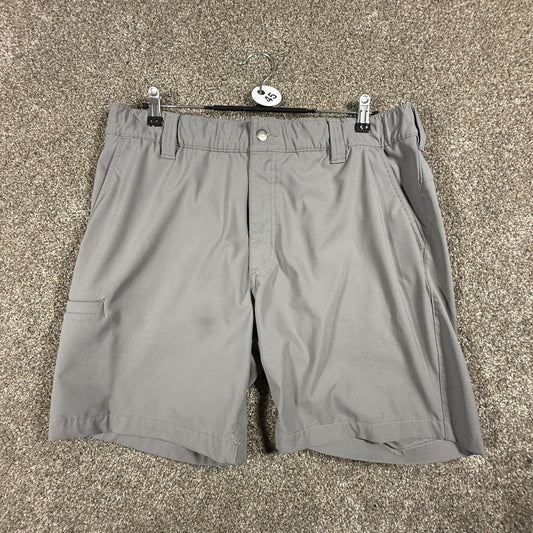 Carhartt Mens Work Shorts Size L Gray Relaxed Fit Stretch Elastic Waist Stained