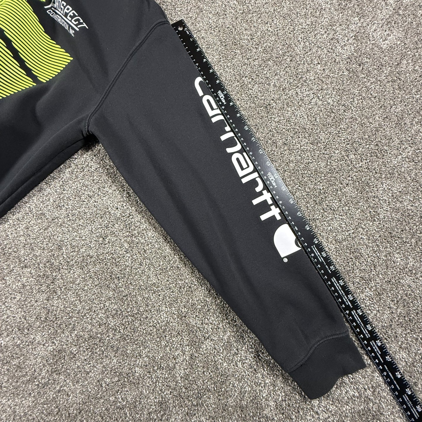 Carhartt Mens Hoodie Large Black Loose Fit Custom Graphic Pullover
