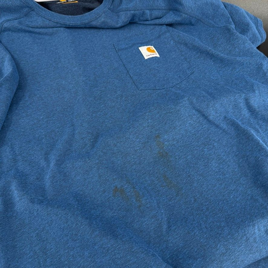 Carhartt Mens T-Shirt 2XL Blue Relaxed Fit Short Sleeve Pocket Stains On Front