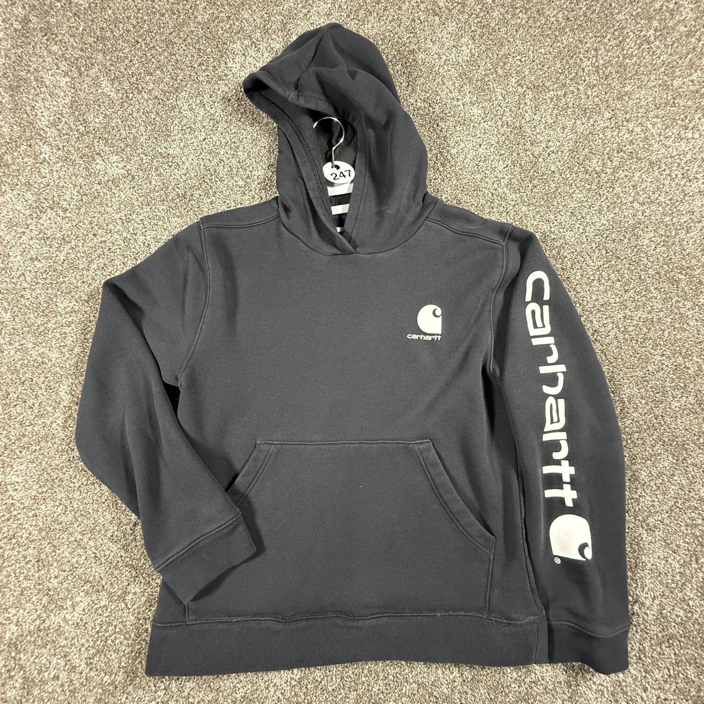 Carhartt Boys Hoodie Youth XL 18-20 Black Pullover Sweatshirt Sleeve Logo