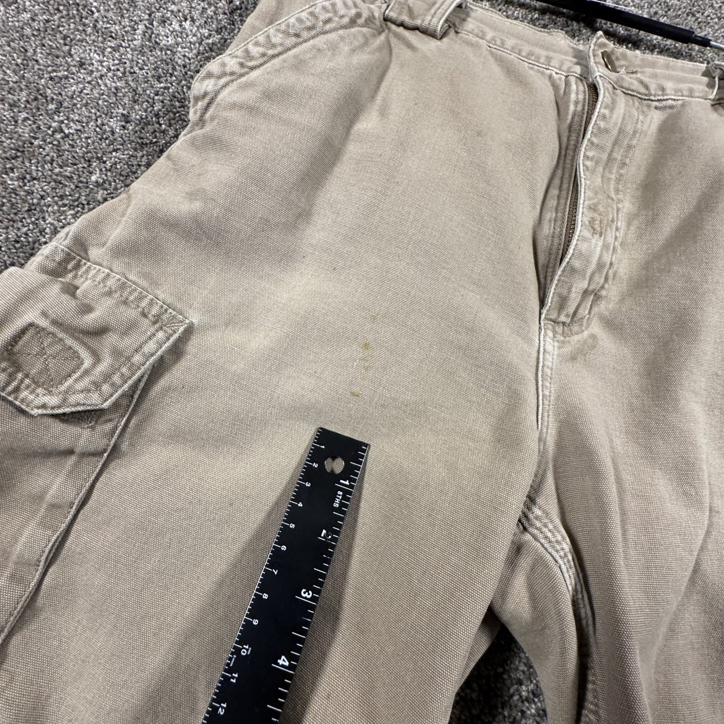 Carhartt Mens Work Cargo Shorts Size 32 Tan Canvas Utility Carpenter