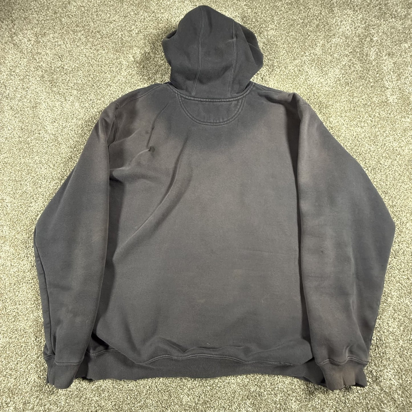Carhartt Mens Full Zip Hoodie 2XL Tall Black Faded Workwear Sweatshirt STAINED