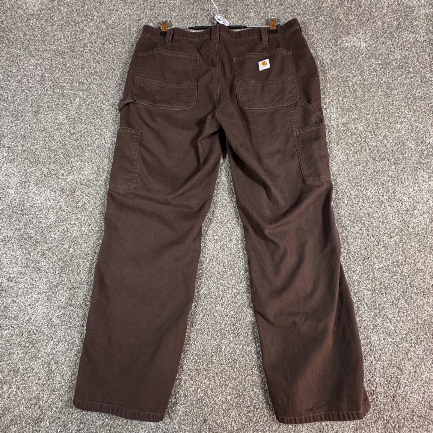 Carhartt Womens Work Pants Size 14 Short Brown Canvas Double Knee Utility
