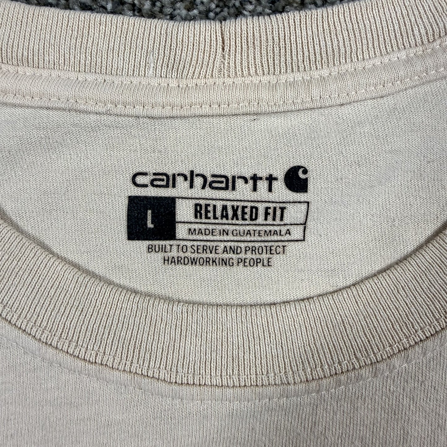 Carhartt Mens L Relaxed Fit Beige Short Sleeve Pocket Graphic T Shirt Forest