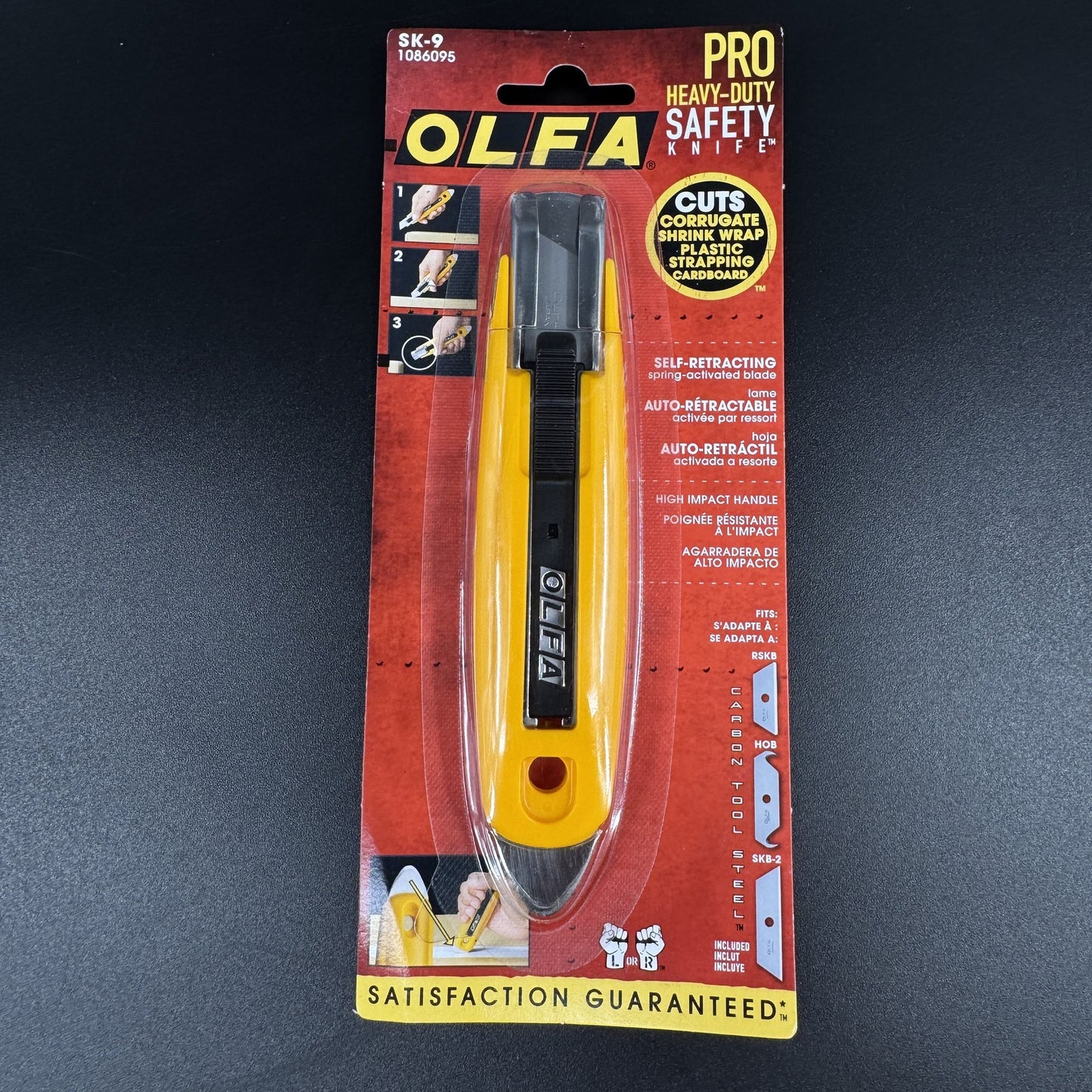 OLFA SK-9 Pro Heavy Duty Safety Knife Self Retracting Spring Loaded Box Cutter