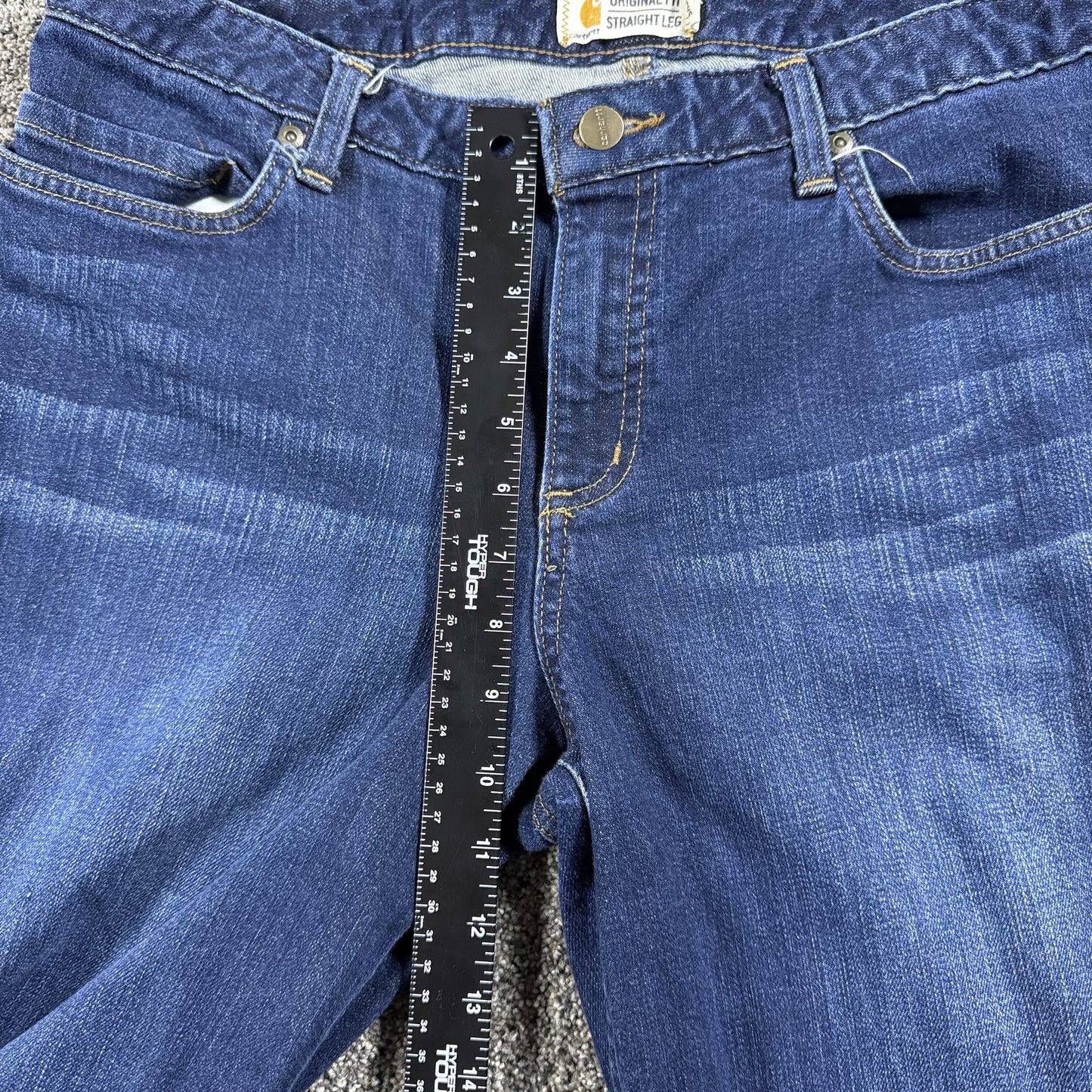 Carhartt Womens Original Fit Jeans Size 16 Short Straight Leg Dark Wash Denim
