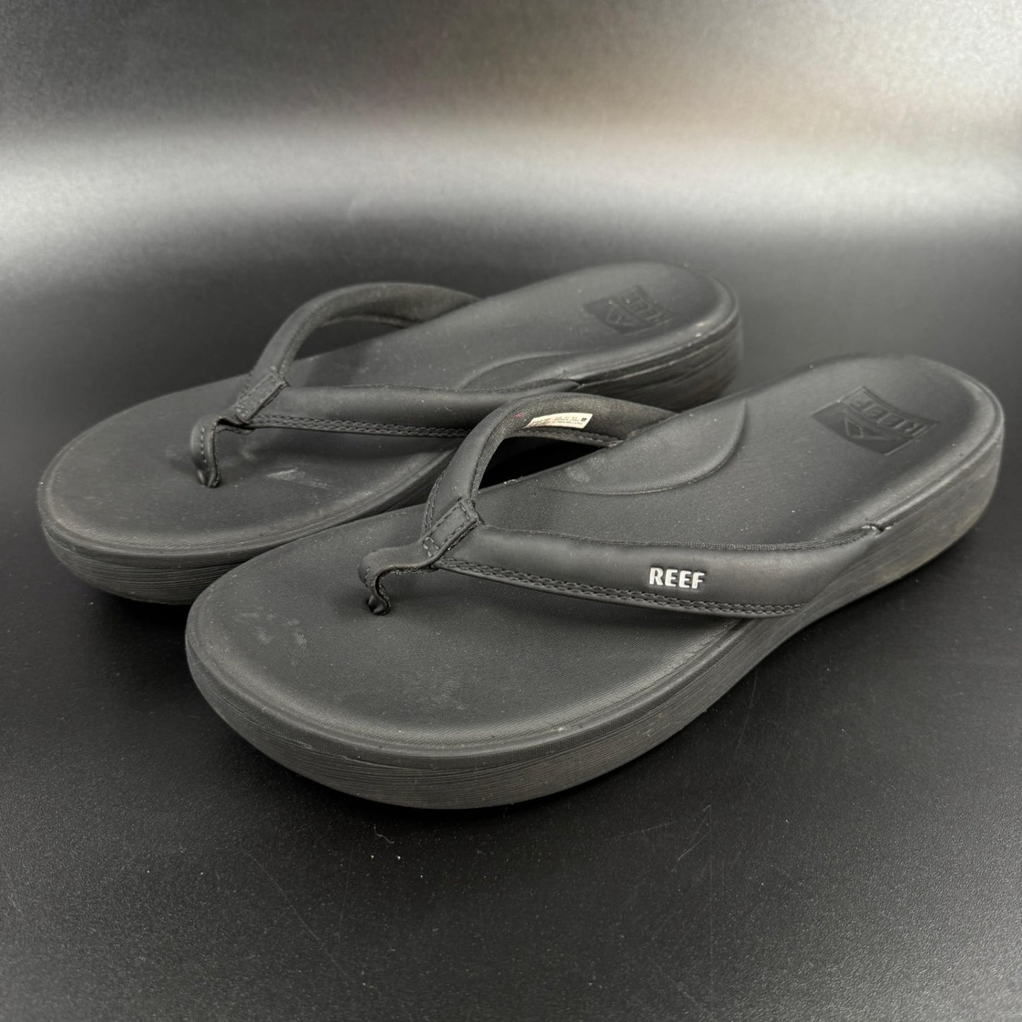 Reef Womens Cushion Cloud Flip Flops Sandals Size 10 Black Thong Platform