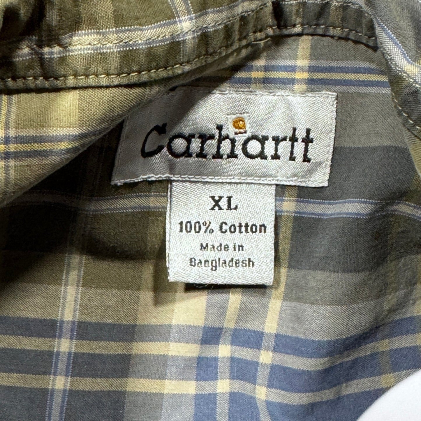 Carhartt Mens XL Plaid Flannel Shirt Long Sleeve Button Down Blue Green