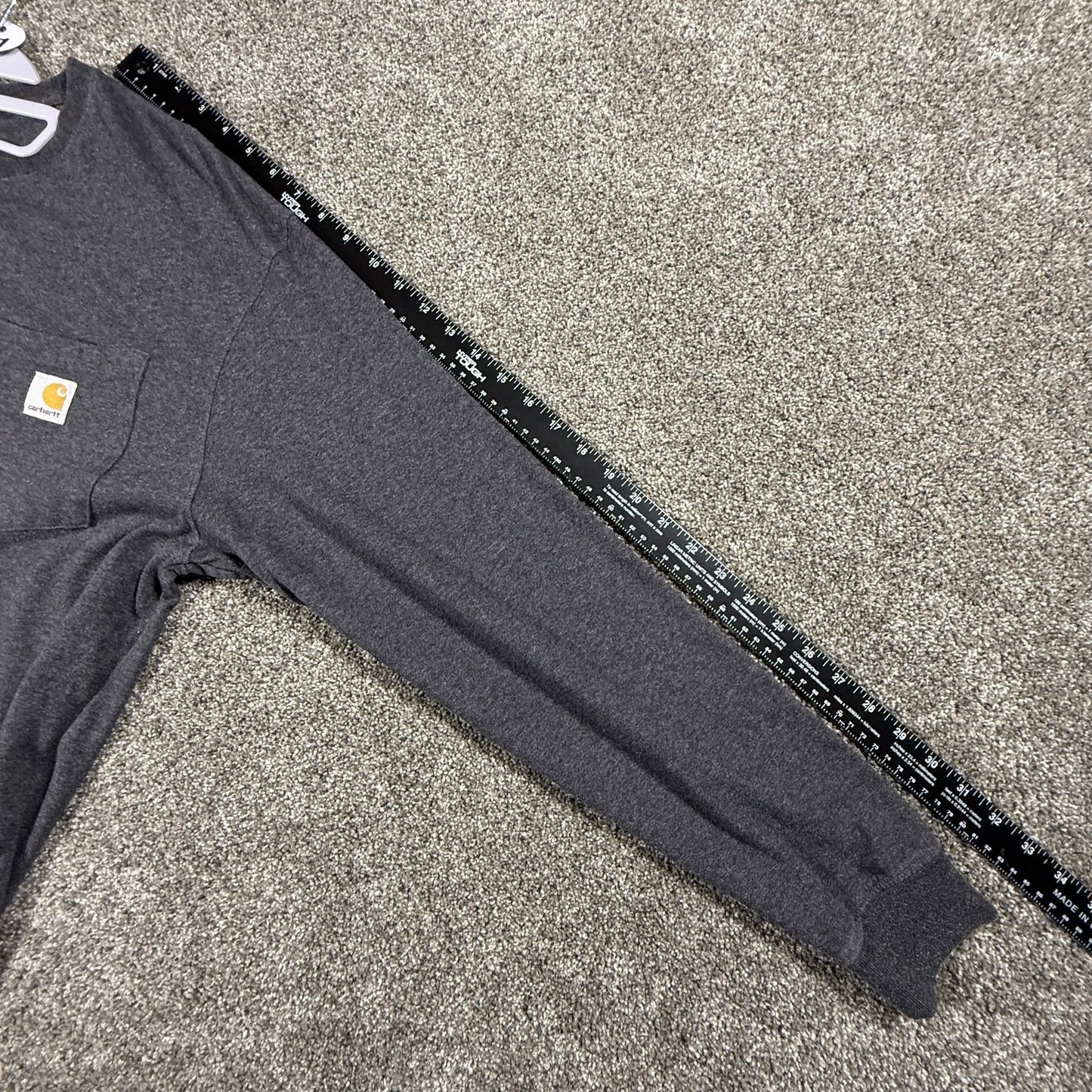 Carhartt Mens Long Sleeve T Shirt L Gray Original Fit Crewneck Pocket Workwear