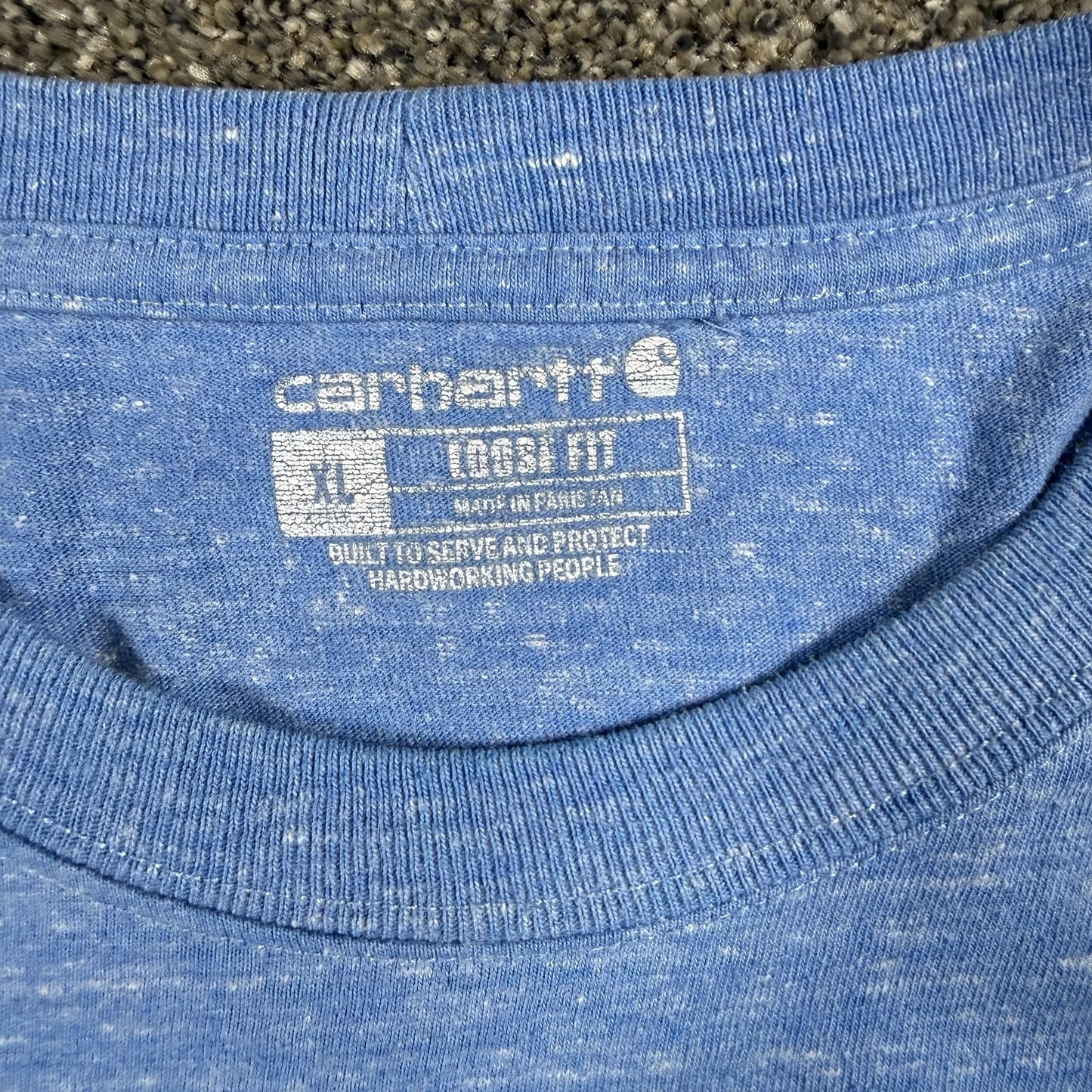 Carhartt Mens T Shirt XL Blue Loose Fit Graphic Logo Cotton Polyester