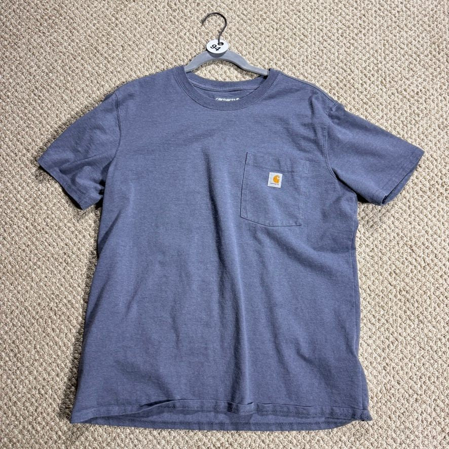 Carhartt Womens Pocket T-Shirt Short Sleeve L 12-14 Blue Loose Fit Workwear