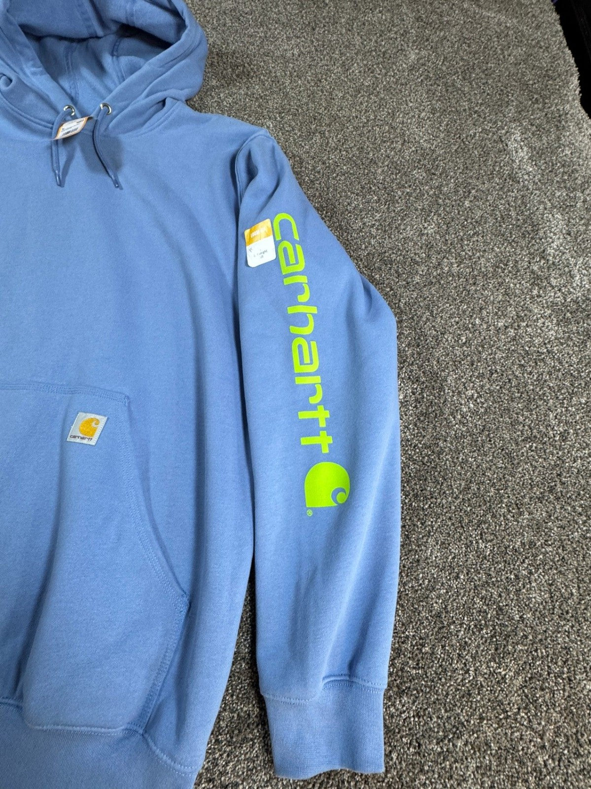 Carhartt Mens Loose Fit Hoodie Sweatshirt L Tall Skystone Blue Spellout