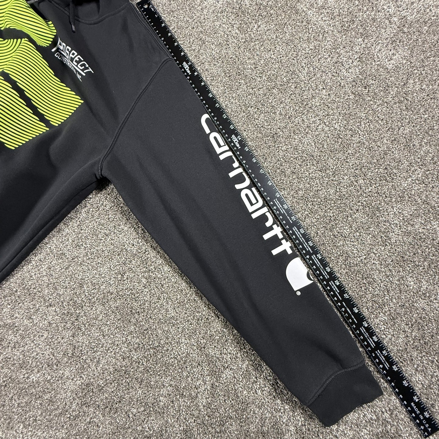 Carhartt Mens Hoodie Large Black Loose Fit Custom Graphic Pullover