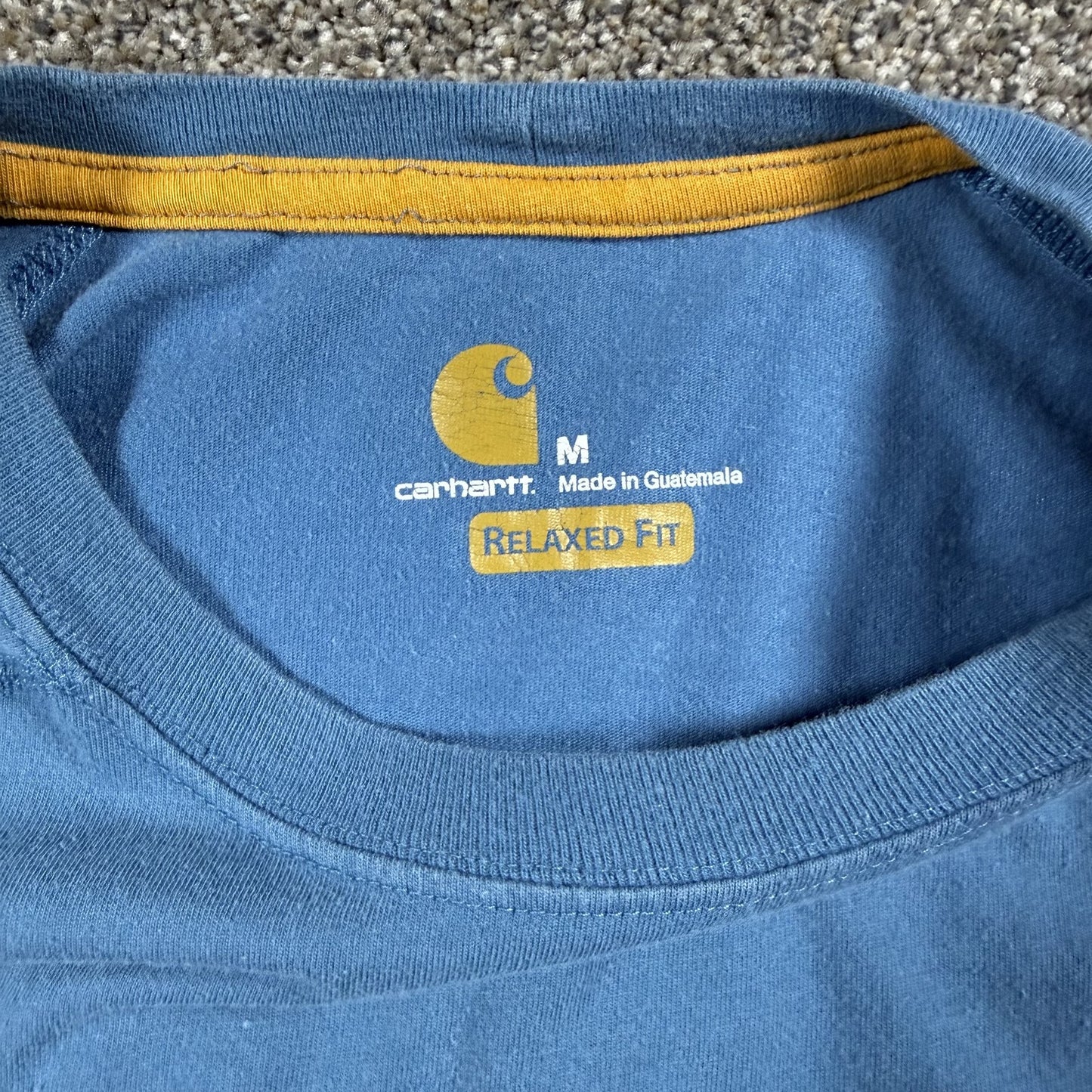 Carhartt Mens Force Workwear T-Shirt Size M Blue Relaxed Fit Graphic Logo