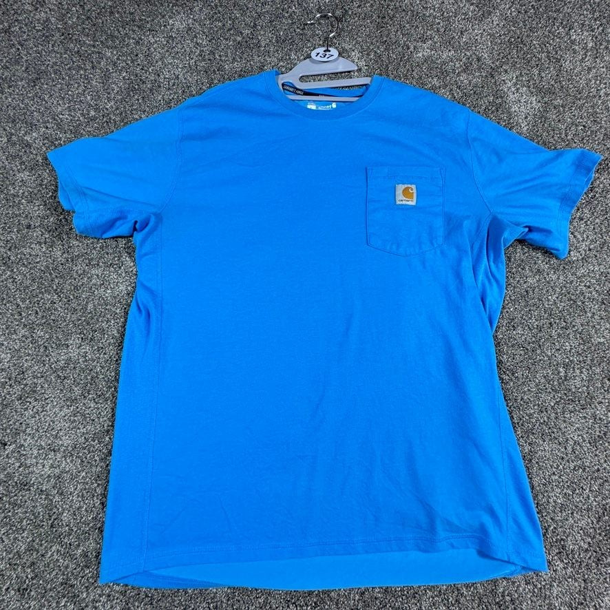 Carhartt Mens Pocket T-Shirt L Blue Relaxed Fit Short Sleeve Workwear