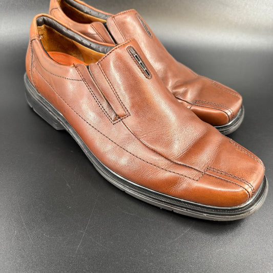 Clarks Mens Unstructured Un Sheridan Square Toe 13W Brown Leather Dress Shoes