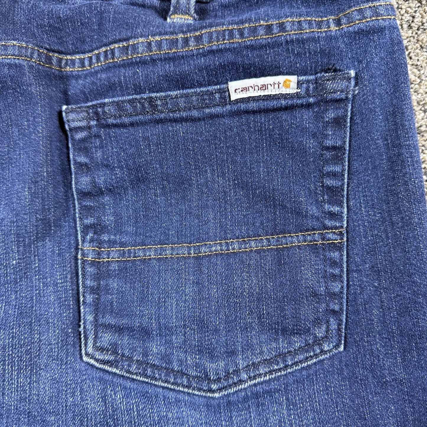 Carhartt Womens Original Fit Jeans Size 16 Short Straight Leg Dark Wash Denim