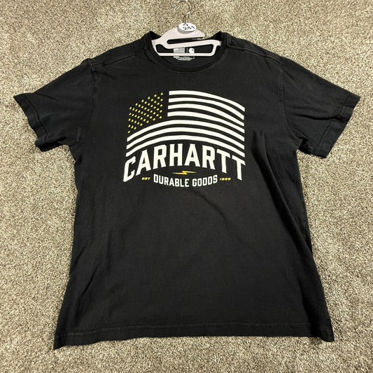 Carhartt Mens Graphic T-Shirt American Flag Logo Durable Goods Black