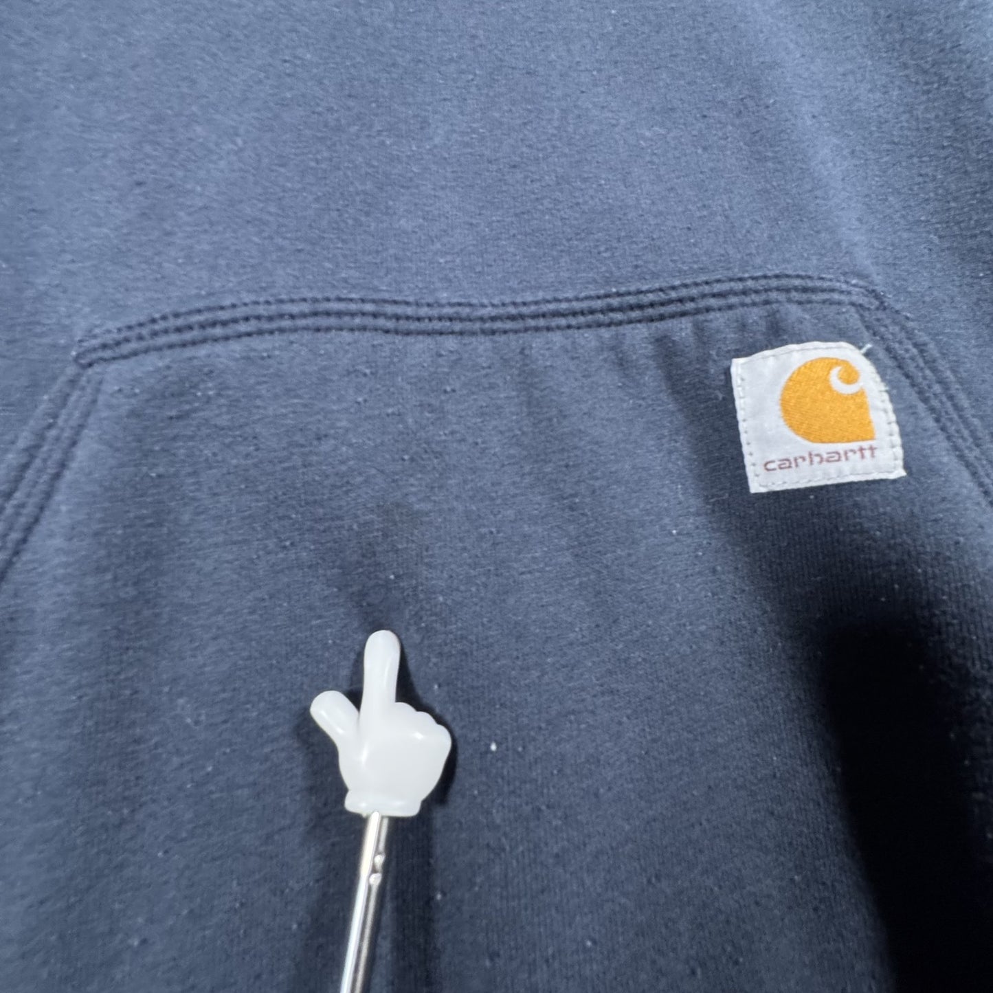 Carhartt Mens Pullover Hoodie Small Navy Blue Spellout Original Fit
