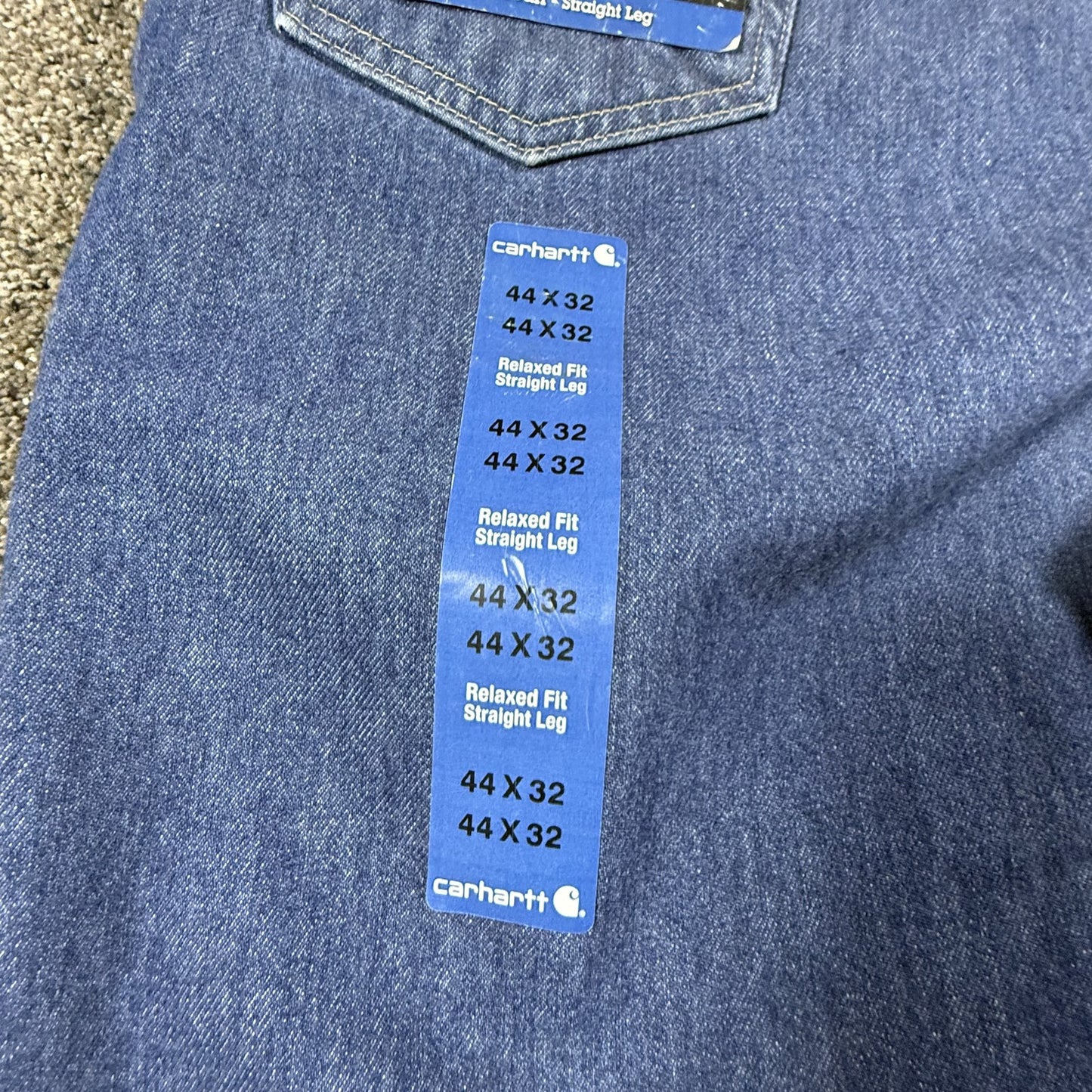 Carhartt Mens FRB160 Flame Resistant Jeans 44x32 Relaxed Fit Straight Leg Denim